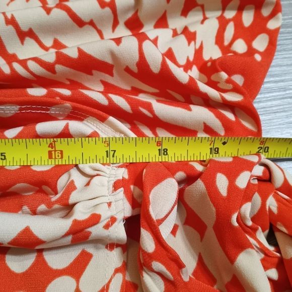 CATO Women's Wrap Dress Size 18/20W Orange/ Cream - Picture 9 of 12
